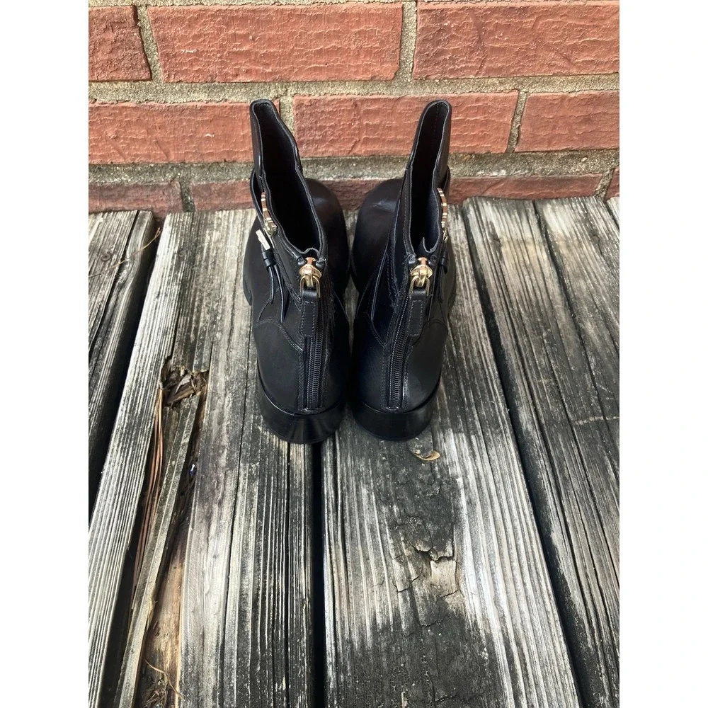 Women's Tory Burch Sidney Leather Ankle Bootie Boots - Penny Black size 8 1/2